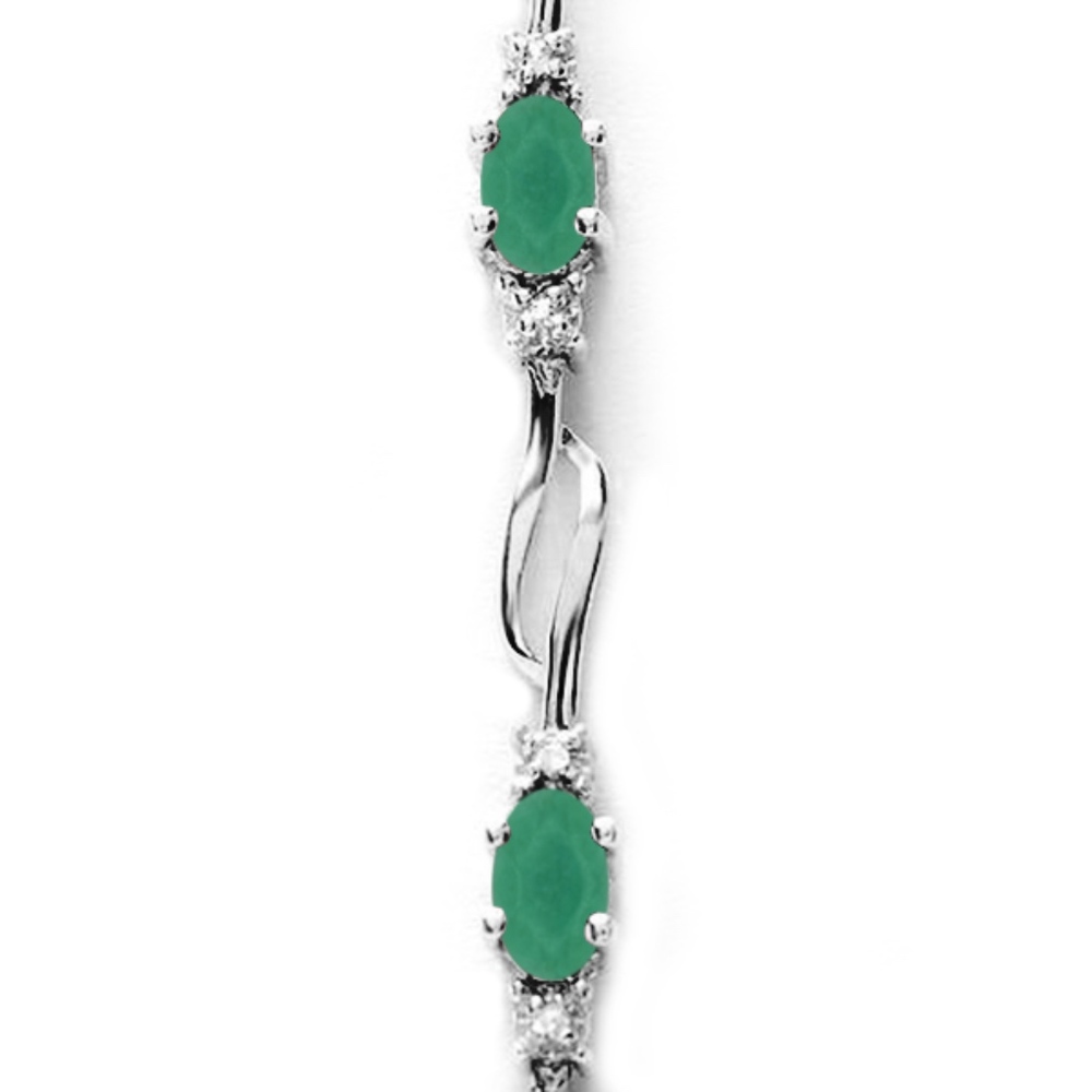 GOLD TENNIS BRACELET WITH EMERALDS & DIAMONDS - Picture 2 of 5